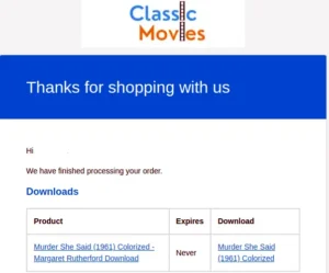 Digital download link order receipt